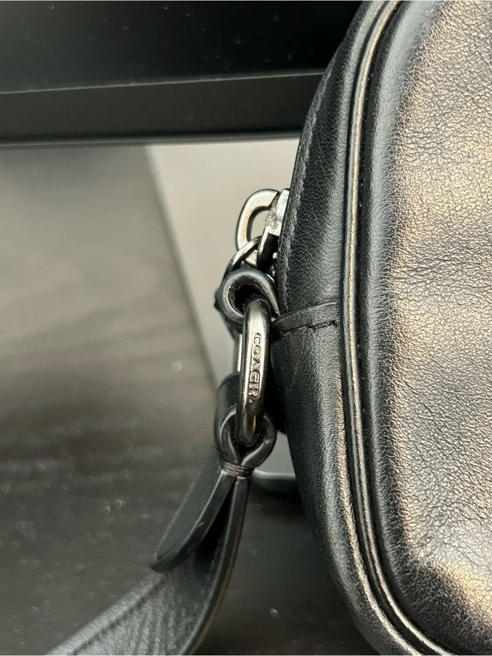 Coach Black Leather Belt Bag with Front Pocket - Picture 4 of 11